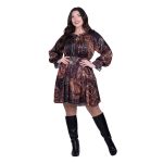 Platinum Φόρεμα Μαύρο Με Boho Σχέδια Γυναικείο Εβαζέ Με Ζώνη All Day Free Size - 122-KC - Image 2