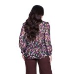 Platinum Πουκάμισο Καφέ Με Μωβ Γεωμετρικά Σχέδια Γυναικείο Mακρυμάνικο All Day Free Size - 1322-V - Image 4