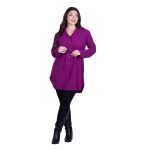 Platinum Πουκαμίσα Ματζέντα Γυναικεία Σεμιζιέ Με Κουμπιά Και Ζώνη All Day Free Size -1363-MD - Image 2