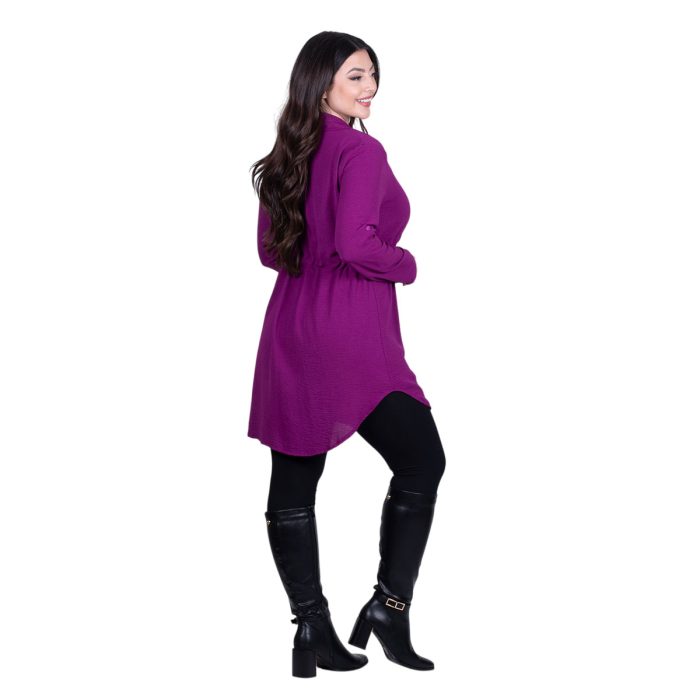 Platinum Πουκαμίσα Ματζέντα Γυναικεία Σεμιζιέ Με Κουμπιά Και Ζώνη All Day Free Size -1363-MD - Image 4