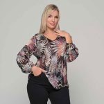 Gomore Μπλούζα Μαύρη Γυναικεία Με Εμπριμέ Σχέδια & Lurex Βραδινή XXL - 14219