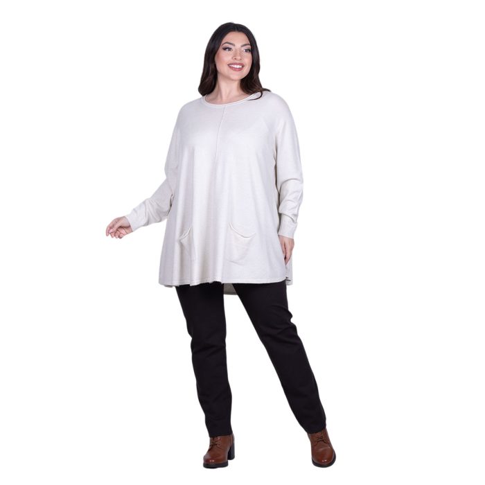 Platinum Μπλούζα Εκρού Γυναικεία Κλος Άνετη Γραμμή Αll Day Free Size - 1628-EG