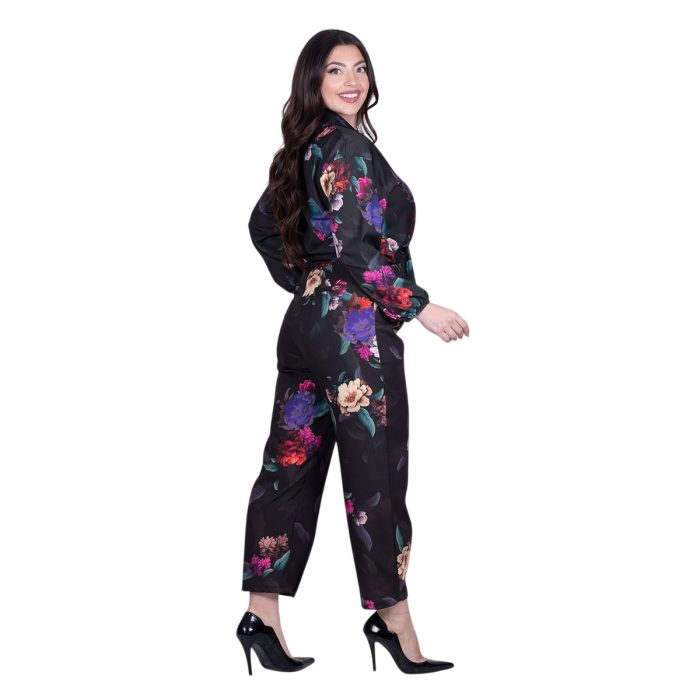 Platinum Πουκάμισο Μαύρο Με Πολύχρωμα Floral Γυναικείο Mακρυμάνικο Δετό All Day Free Size - 172-GU - Image 4