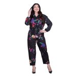 Platinum Πουκάμισο Μαύρο Με Πολύχρωμα Floral Γυναικείο Mακρυμάνικο Δετό All Day Free Size - 172-GU - Image 5