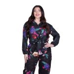 Platinum Πουκάμισο Μαύρο Με Πολύχρωμα Floral Γυναικείο Mακρυμάνικο Δετό All Day Free Size - 172-GU - Image 4