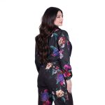 Platinum Πουκάμισο Μαύρο Με Πολύχρωμα Floral Γυναικείο Mακρυμάνικο Δετό All Day Free Size - 172-GU - Image 5