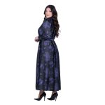 Platinum Φόρεμα Μαύρο Με Μωβ Σχέδια Γυναικείο Μακρύ Με Κουμπιά All Day Free Size - 193-GU - Image 4