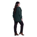 Platinum Μπλούζα Πράσινη Γυναικεία Πλεκτή Μακριά Φαρδιά Με Ντεκολτέ & Κρόσσια Casual Free Size - 24143-GR - Image 4