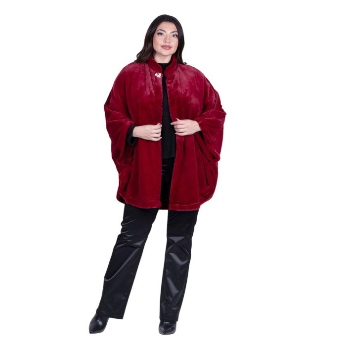 Gomore Κάπα Κόκκινη Γούνινη Γυναικεία Οικολογική Με Φόδρα All Day - GM-24499-RD - Image 6