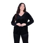 Gomore Μπλούζα Μαύρη Γυναικεία Βραδινή Σε Ίσια Γραμμή Με Ντεκολτέ - 24906-BC - Image 3