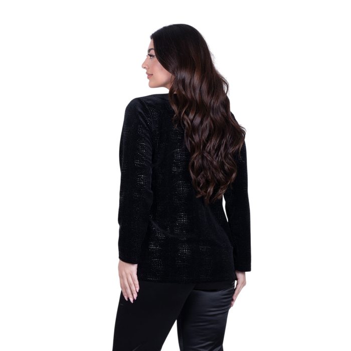 Gomore Μπλούζα Μαύρη Γυναικεία Βραδινή Σε Ίσια Γραμμή Με Ντεκολτέ - 24906-BC - Image 4