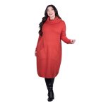 Platinum Φόρεμα Εκάι Γυναικείο Πλεκτό Midi Casual Με Φαδρύ Ξεχειλωτό Γιακά All Day Free Size - 3235-42 - Image 2