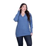 Platinum Μπλούζα Ραφ - Μπλε Γυναικεία Μακριά Με Ντεκολτέ Πλεκτή All Day Free Size - 3283-BL - Image 2