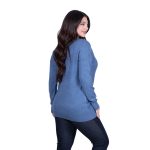 Platinum Μπλούζα Ραφ - Μπλε Γυναικεία Μακριά Με Ντεκολτέ Πλεκτή All Day Free Size - 3283-BL - Image 3