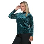 Gomore Μπλούζα Πράσινη Γυναικεία Με Ψηλό Λαιμό Βελουτέ All Day - GM-36126-GR