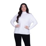 Gomore Μπλούζα Λευκή Γυναικεία Με Μακρύ Λαιμό Casual Πλεκτή All Day Free Size - 43176-W