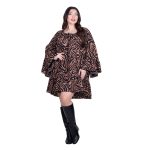 Fairyland Φόρεμα Μαύρο Με Animal Print Γυναικείο Κοντό Εβαζέ Με Μανίκια Καμπάνα All Day Free Size - 50281-CM