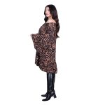 Fairyland Φόρεμα Μαύρο Με Animal Print Γυναικείο Κοντό Εβαζέ Με Μανίκια Καμπάνα All Day Free Size - 50281-CM - Image 4