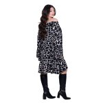 Fairyland Φόρεμα Ασπρόμαυρο Με Cow Print Γυναικείο Κοντό Εβαζέ Με Μανίκια Καμπάνα Free Size - 50281-CW - Image 4