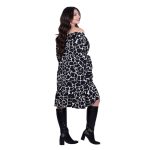 Fairyland Φόρεμα Ασπρόμαυρο Με Cow Print Γυναικείο Κοντό Εβαζέ Με Μανίκια Καμπάνα Free Size - 50281-CW - Image 5