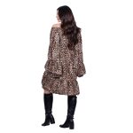 Fairyland Φόρεμα Καφέ Με Leopard Print Γυναικείο Κοντό Εβαζέ Με Μανίκια Καμπάνα All Day Free Size - 50281-LP - Image 6