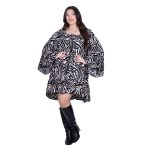 Fairyland Φόρεμα Ασπρόμαυρο Με Ζέμπρα Print Γυναικείο Κοντό Εβαζέ Με Μανίκια Καμπάνα Free Size - 50281-ZR