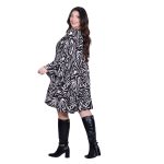 Fairyland Φόρεμα Ασπρόμαυρο Με Ζέμπρα Print Γυναικείο Κοντό Εβαζέ Με Μανίκια Καμπάνα Free Size - 50281-ZR - Image 4