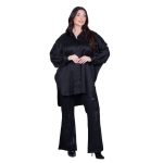 Platinum Πουκάμισα Μαύρη Γυναικεία Mακρυμάνικη Μακριά Σατινέ All Day Free Size - 5042-42-B - Image 2