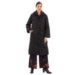 Platinum Μπουφάν Μαύρο Γυναικείο Με Κουκούλα Casual Midi All Day - 525-BC