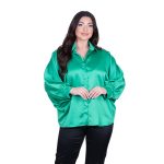 Platinum Πουκάμισο Πράσινο Brazil  Γυναικείο Σατινέ Μακρύ Με Γιακά All Day Free Size - 5337-42-GP