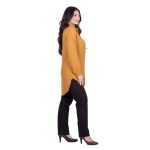 Platinum Πουκάμισο Ώχρα Γυναικείο Mακρυμάνικο Μακρύ Ασύμμετρο All Day Free Size - 5562-XC - Image 3