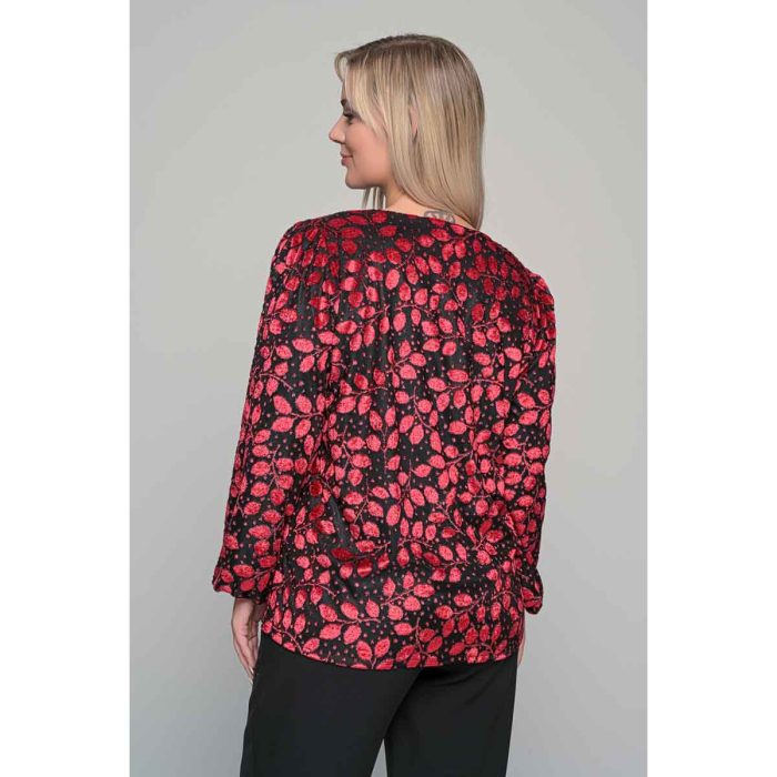 Gomore Μπλούζα Γρενά Γυναικεία Βελούδο Με Ανάγλυφα Σχέδια Βραδινή XXL - 56201-R - Image 3