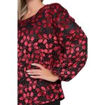 Gomore Μπλούζα Γρενά Γυναικεία Βελούδο Με Ανάγλυφα Σχέδια Βραδινή XXL - 56201-R - Image 4