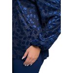 Gomore Μπλούζα Μπλε Γυναικεία Βελούδο Με Ανάγλυφα Σχέδια Βραδινή XXL - GM-56201 - Image 5