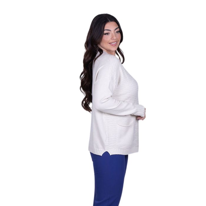 Gomore Μπλούζα Εκρού Γυναικεία Πλεκτή Με Τσέπες All Day Free Size - 56225 - Image 3