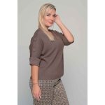 Gomore Μπλούζα Καφέ Γυναικεία Πλεκτή Με Ντεκολτέ All Day Free Size - 56231 - Image 2