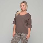 Gomore Μπλούζα Καφέ Γυναικεία Πλεκτή Με Ντεκολτέ All Day Free Size - 56231
