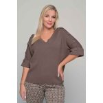 Gomore Μπλούζα Καφέ Γυναικεία Πλεκτή Με Ντεκολτέ All Day Free Size - 56231 - Image 3