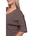 Gomore Μπλούζα Καφέ Γυναικεία Πλεκτή Με Ντεκολτέ All Day Free Size - 56231 - Image 5