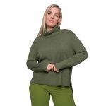 Gomore Μπλούζα Λαδί Γυναικεία Πλεκτή Με Ζιβάγκο Ασύμμετρη All Day Free Size - 56232-GR