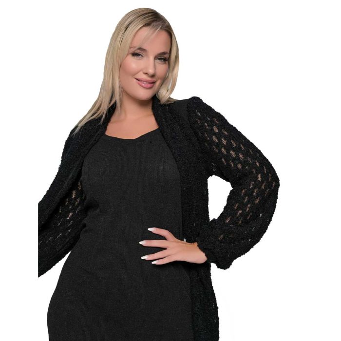 Gomore Φόρεμα Μαύρο Γυναικείο Με Κασκόλ & Δαντέλα Μidi Σε Ίσια Γραμμή - GM-56768 - Image 4