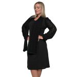 Gomore Φόρεμα Μαύρο Γυναικείο Με Κασκόλ & Δαντέλα Μidi Σε Ίσια Γραμμή - GM-56768 - Image 2