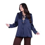 Fairyland Moschato Σακάκι Μπλε Γυναικείο Σατινέ Με Κουμπιά All Day Free Size - 67658-BL