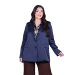 Fairyland Moschato Σακάκι Μπλε Γυναικείο Σατινέ Με Κουμπιά All Day Free Size - 67658-BL - Image 2