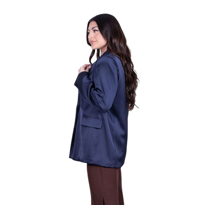 Fairyland Moschato Σακάκι Μπλε Γυναικείο Σατινέ Με Κουμπιά All Day Free Size - 67658-BL - Image 3