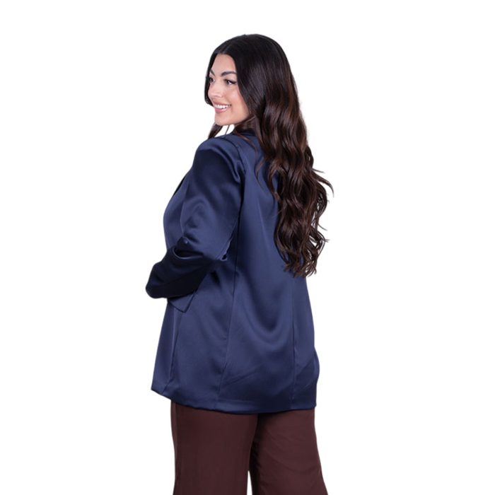 Fairyland Moschato Σακάκι Μπλε Γυναικείο Σατινέ Με Κουμπιά All Day Free Size - 67658-BL - Image 4