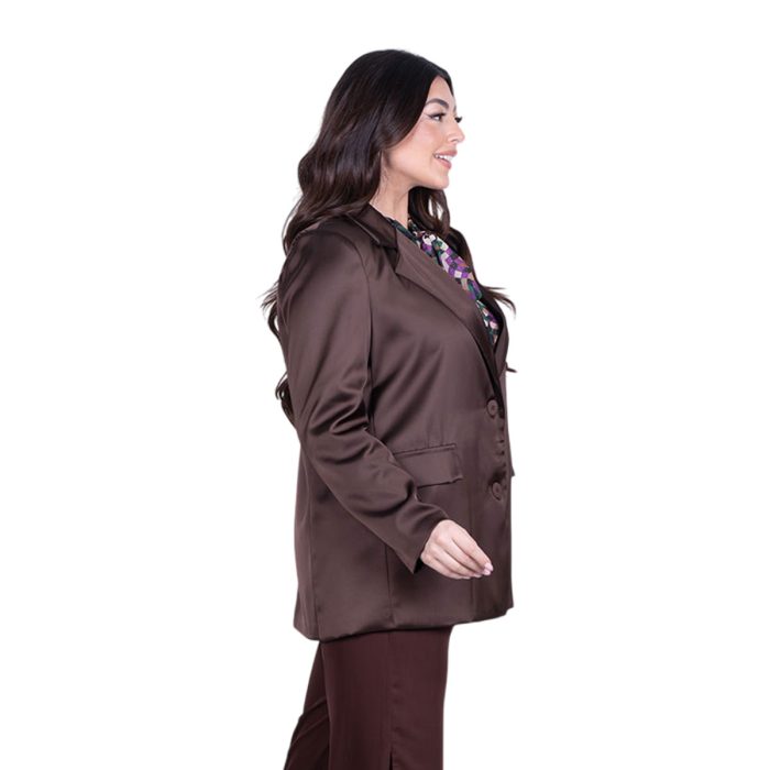 Fairyland Moschato Σακάκι Καφέ Γυναικείο Σατινέ Με Κουμπιά All Day Free Size - 67658-BR - Image 3