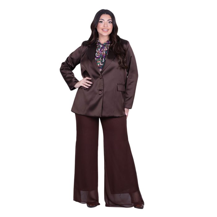 Fairyland Moschato Σακάκι Καφέ Γυναικείο Σατινέ Με Κουμπιά All Day Free Size - 67658-BR - Image 6