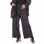 Platinum Σετ Ζακέτα - Παντελόνα Μαύρη - Ασημί Λούρεξ Γυναικεία Φαρδύ All Day Free Size - IT-7122 - Image 3