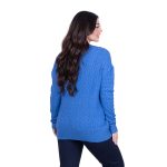 Platinum Μπλούζα Μπλε Γυναικεία Πλεκτή Με Πλεξούδες Ασύμμετρη All Day Free Size - 73937-BL - Image 4